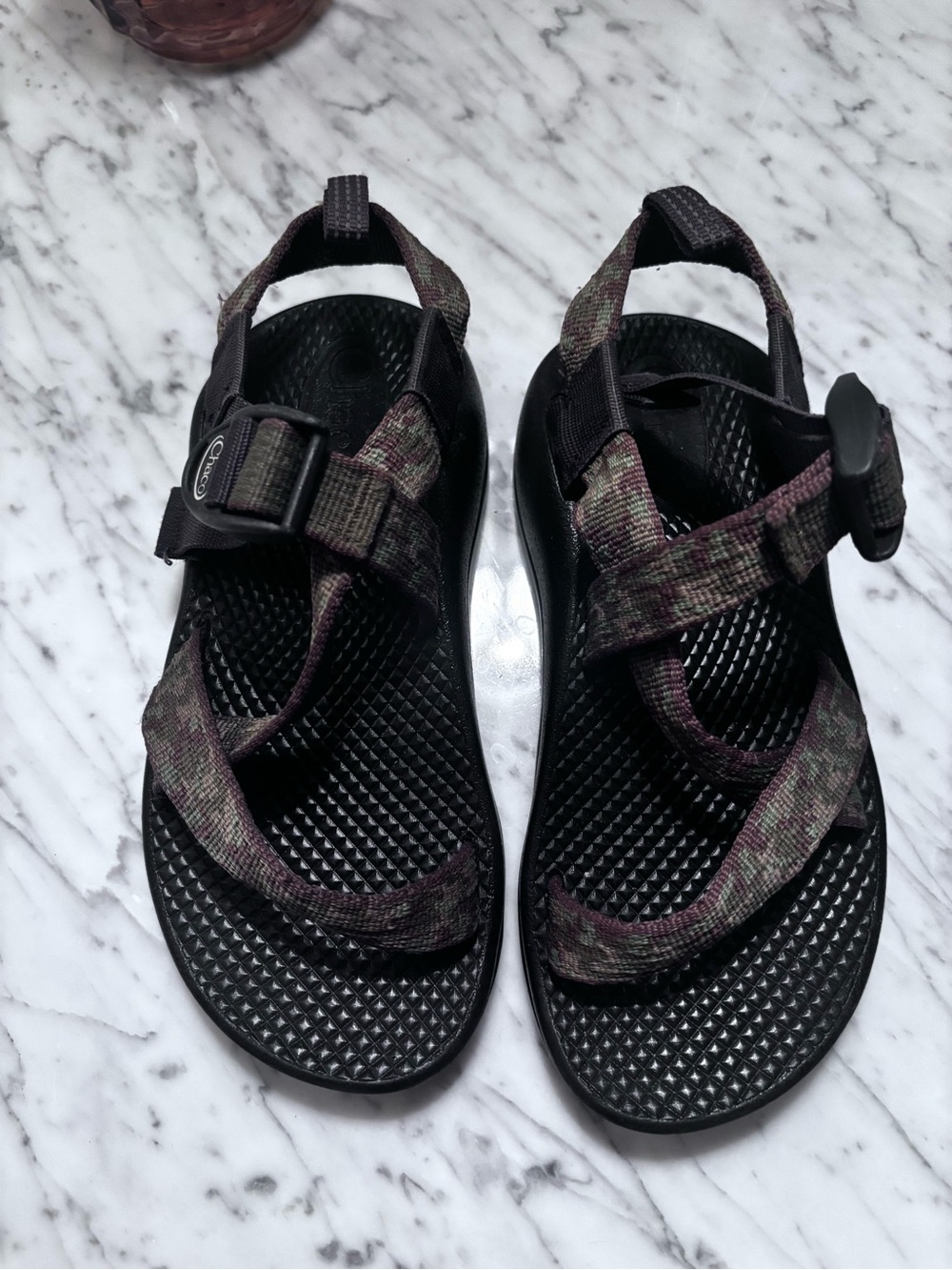 Chaco kids camo Sandals with Olive-Purple Camo Webbing